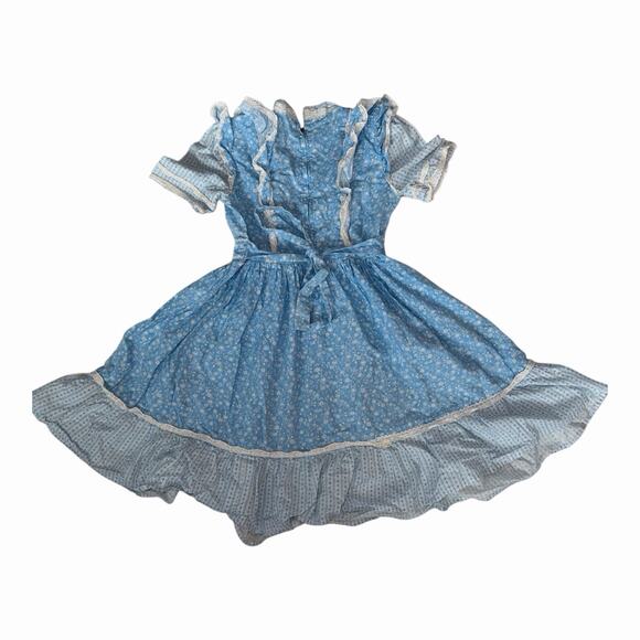 Vintage 70s/80s Girls Handmade Prairie Style Dress With Tie Waist Size 5 - Picture 2 of 5